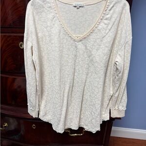 Z Supply Cream Patterned Long Sleeve Top